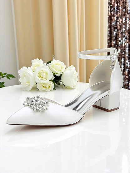 Heel Shoes with Women's Satin Wedding Block Burgundy