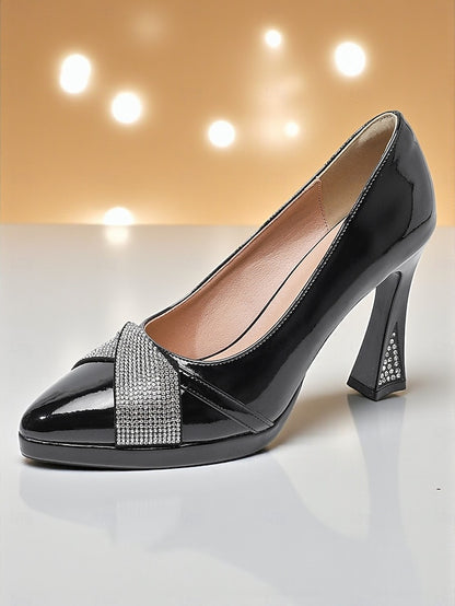 Burgundy Heels Women's with Leather Patent Toe Pointed