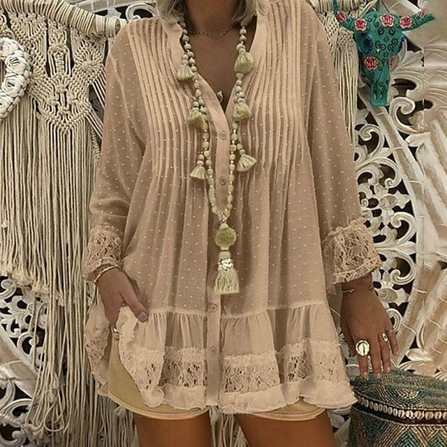 Women's Shirt Casual Shirt Button Up Shirt Chiffon Tops