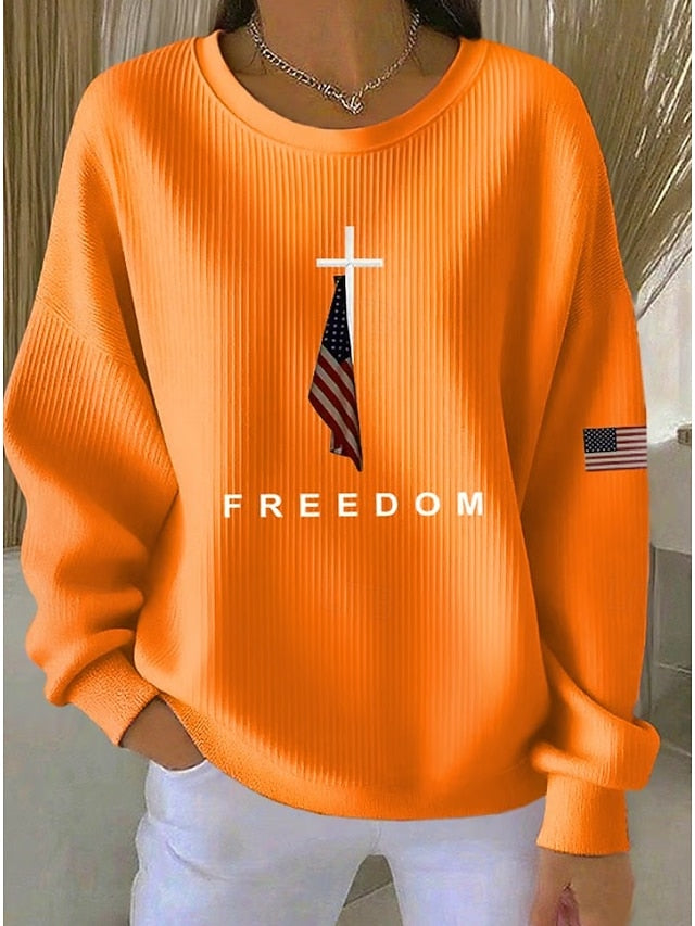 Independence Day Patriotic Shirt Women's Textured Pullover