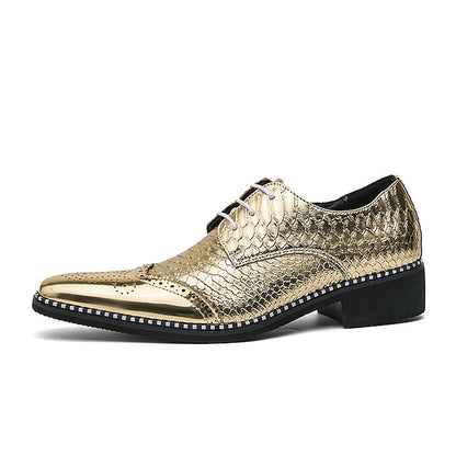 Men's Oxford Shoes Metallic Shiny Faux – Gold