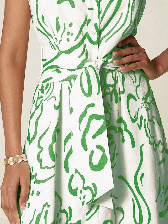 Women's Sleeveless Maxi Shirt Dress Summer A Line Shirt