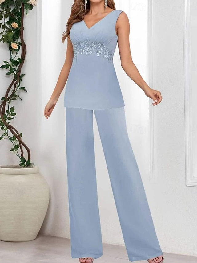 Piece Wedding the Guest V 3 Elegant Dress Mother of Simple Bride