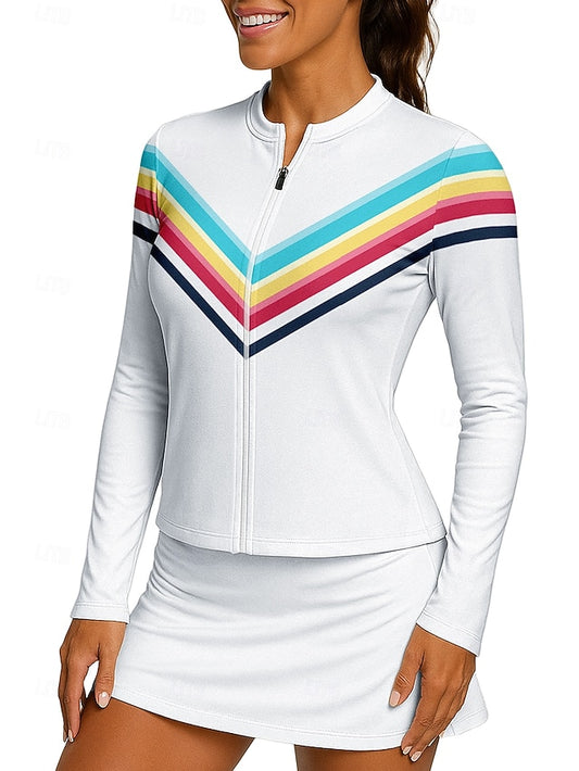 Women's Rainbow Stripes Sport Shirt Tennis Shirt Tennis Top