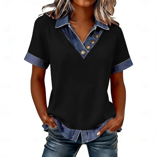 Women's Button Down Shirt Casual Shirt Blouse Buttons Solid