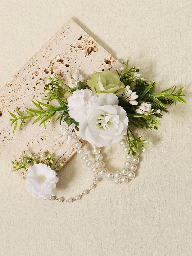 Set Floral – Pearls Jewelry Hand and with White Elegant Wrist