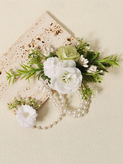 Set Floral – Pearls Jewelry Hand and with White Elegant Wrist