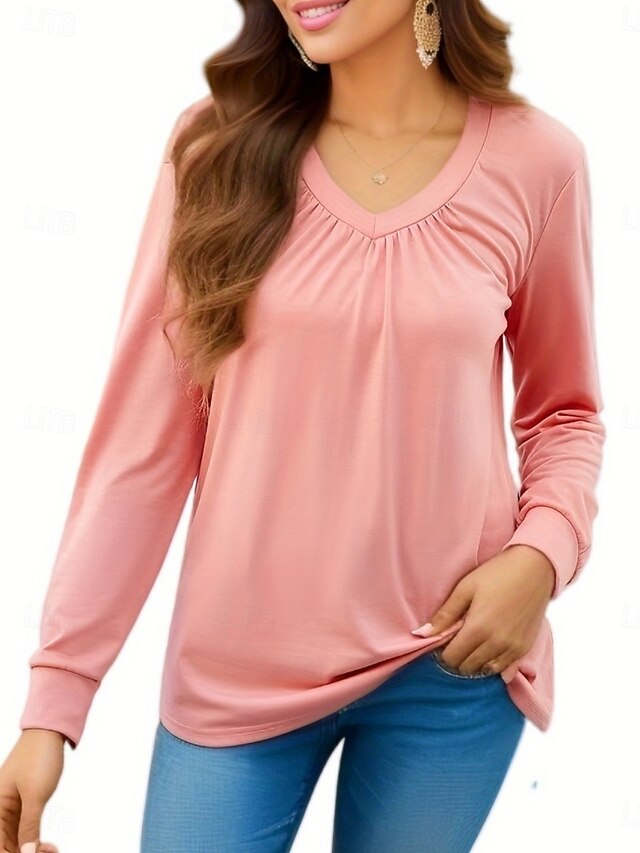 Women's T Shirt Tee Top Ruched Plain Fashion Classic Casual