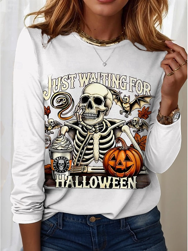 Women's T shirt Pumpkin Graphic Skull Vintage Fashion