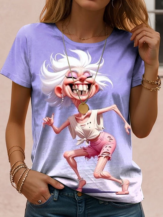 Women's T Shirt Print Ombre Graphic Cartoon Vintage Stylish