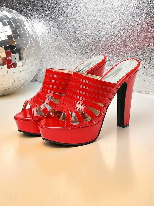 Mule Platform Women's Heels White Strappy - Open-Toe