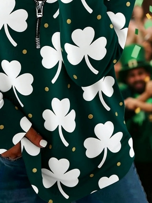 St. Patrick's Day Women's T Shirt Tee Top Zipper