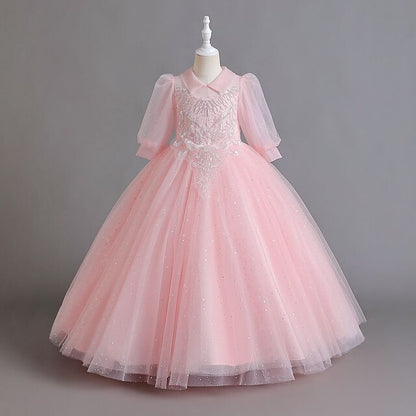 Solid Girl Flower Girls' Half Kids Party Dress Color