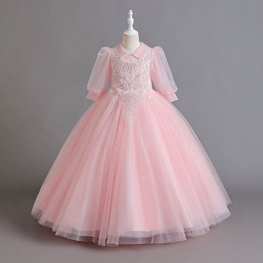 Solid Girl Flower Girls' Half Kids Party Dress Color