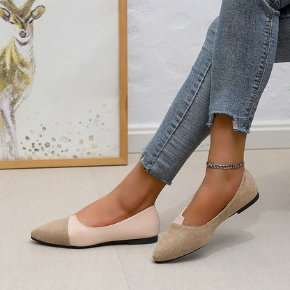 Two-Tone Pointed Toe Slip-On Flats Elegant Women's –