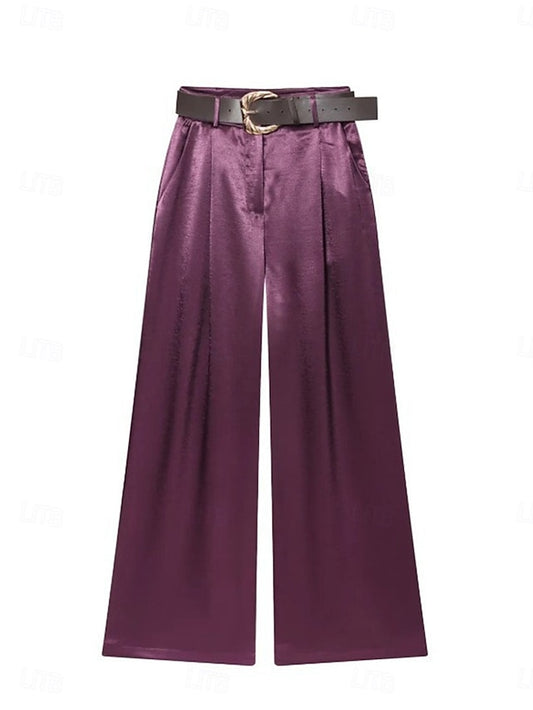 Women's Wide Leg Chinos Straight Elegant Vintage Fashion
