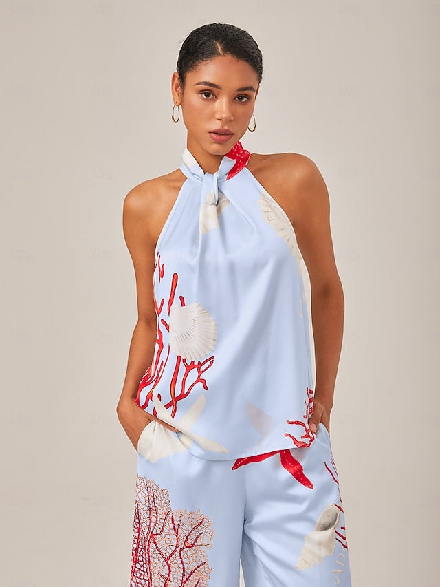 Vacation-Style Set With Ocean-Inspired Print