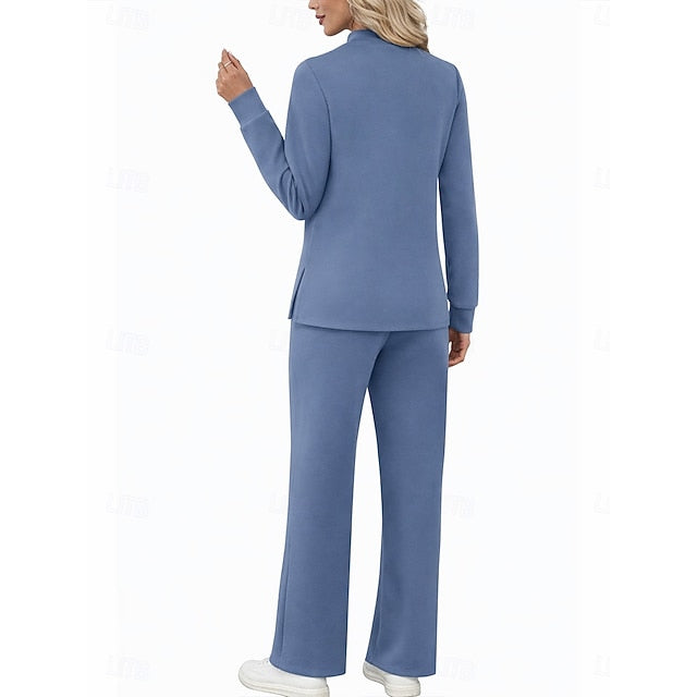 Women's Tracksuit Pants Sets Long Sleeve Crew Neck Plain