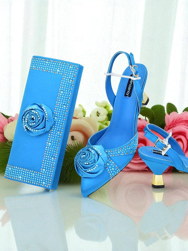 and Matching Women's Heels - Slingback Gold Set Clutch