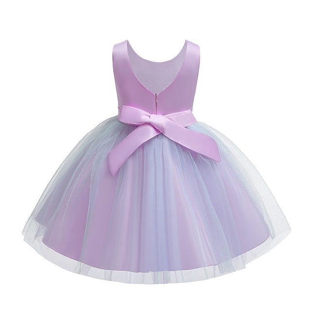 Blue Purple Blushing Dress Kids Lace Floral Girls' Party