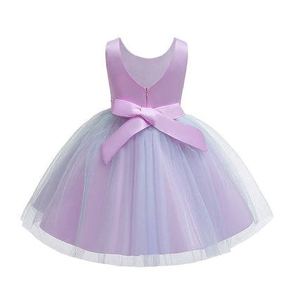 Blue Purple Blushing Dress Kids Lace Floral Girls' Party