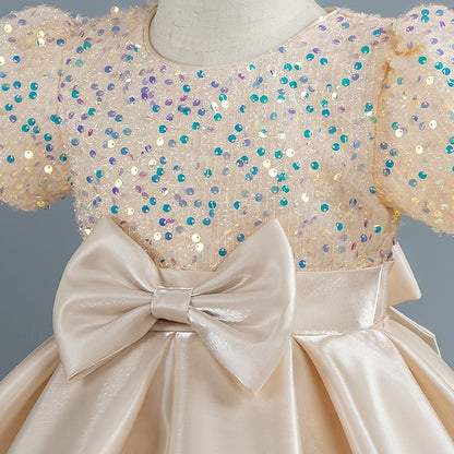 Sequin Short Girls' Toddler Wedding Sleeve Party Dress