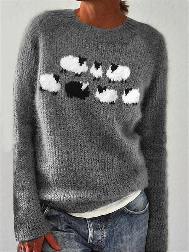 Women's Sweater Pullover Sweater Jumper Casual Soft Animal