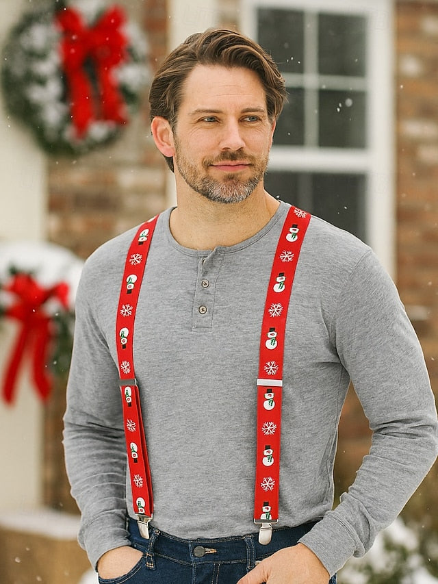 with Men's Christmas Suspenders Snowman