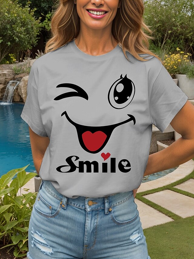 Women's T Shirt Print Heart Graphic Letter Vintage Stylish