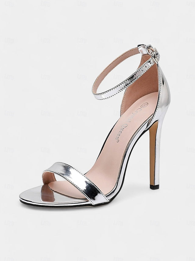 – Sandals for Metallic Wedding Heel Stiletto Sleek Women