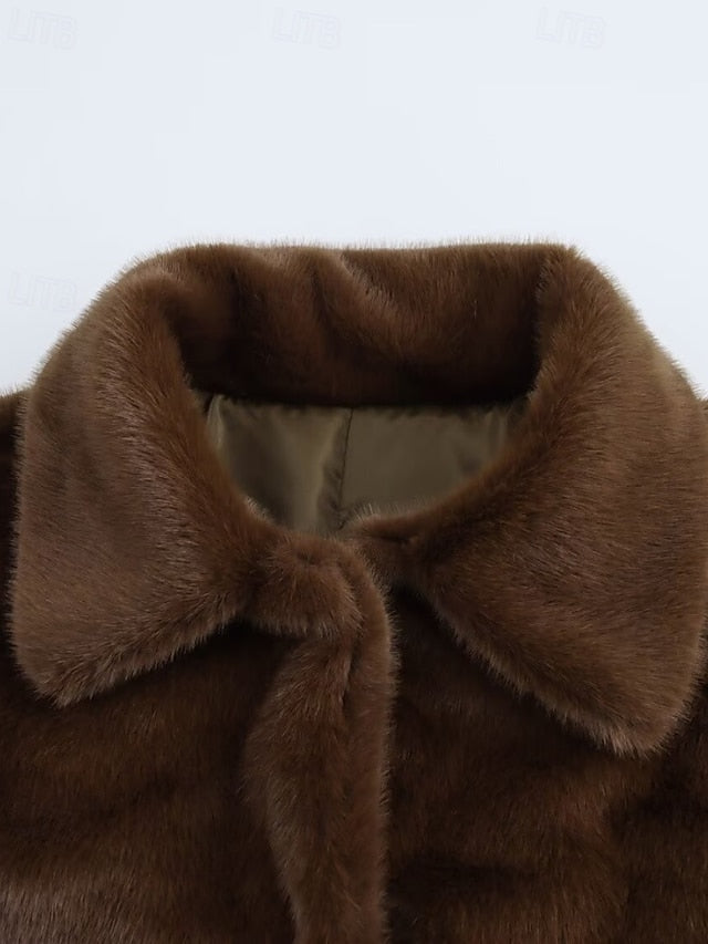 Coat Faux Warm Teddy Fur Comfortable Women's Buttons