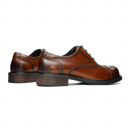 Cap First Shoes Oxford Leather Genuine Men's Toe