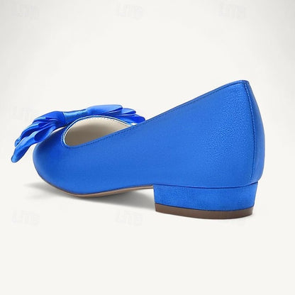 Women's Flats Pointed Party Low Shoes Heel Wedding Bowknot