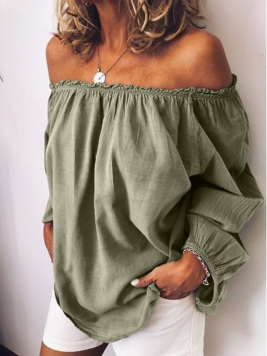 Women's Shirt Cotton Linen Shirts Blouse Long Cotton Top