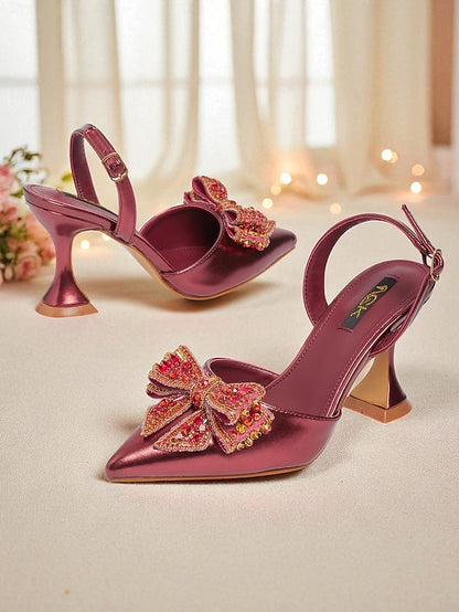 Gold Toe Metallic - Women's Pumps High Slingback Pointed