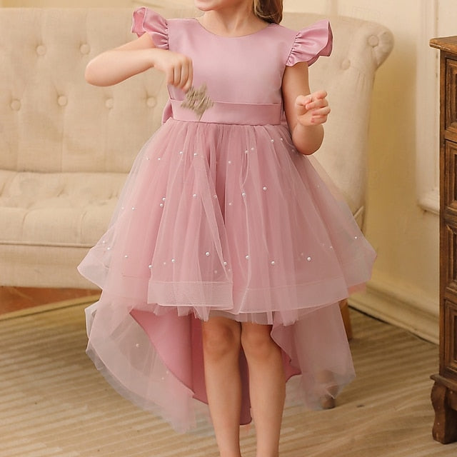 Dress Girl Color Solid Girls' Kids Party Flower
