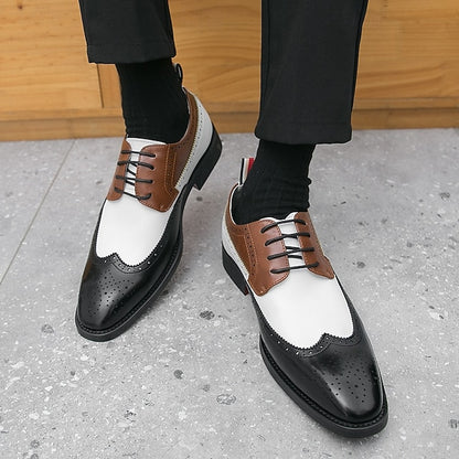 and Men's White Oxford Wingtip Shoes with Brown