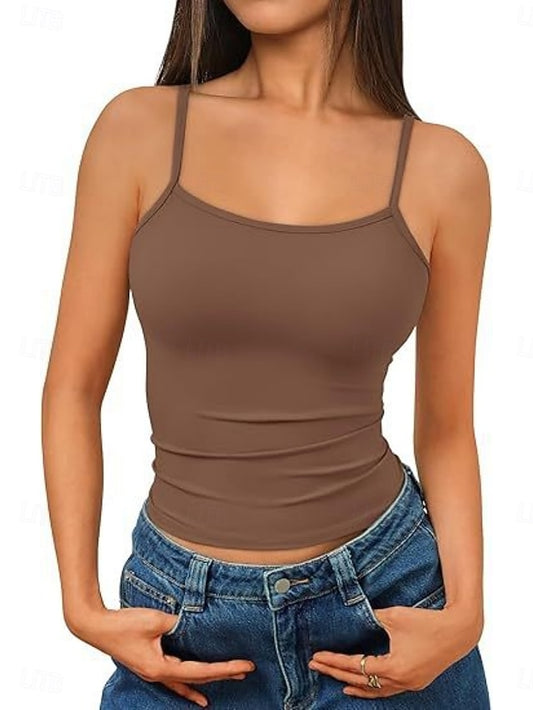 Women's Tank Top Sleeveless Shirt Tee Top Solid Color
