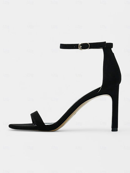 Ankle Strap Open-Toe Women Black Stiletto Elegant - Sandals for