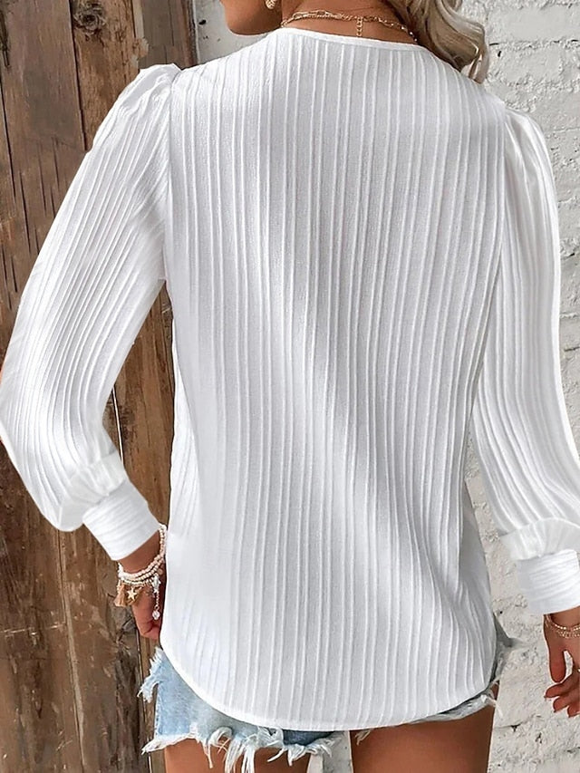 Women's Lace Shirt Solid Color Elegant Stylish Basic Long