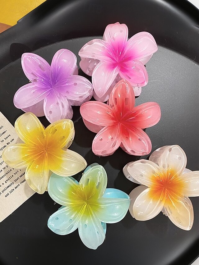 Hawaiian Clips Hair Plumeria Resin Tropical – Flower 6PCS