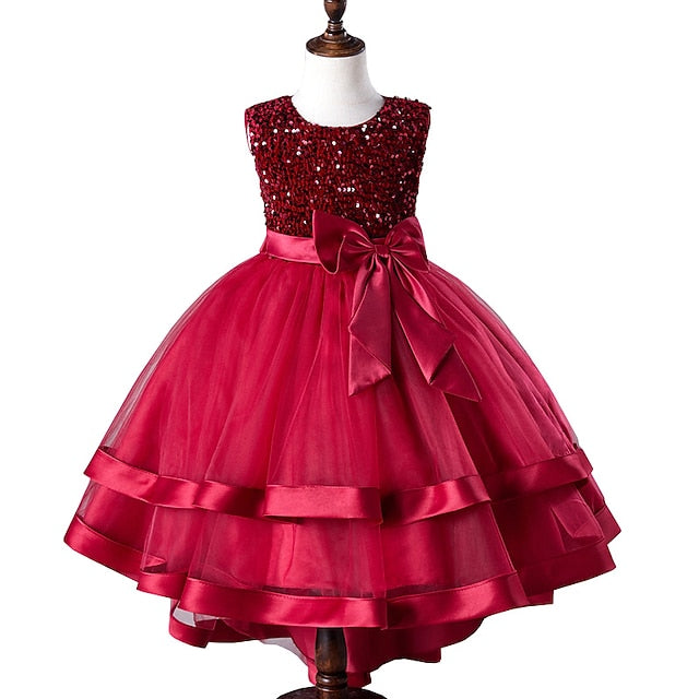 Sequin Party Girls' Dress Sleeveless Festival Kids Wedding