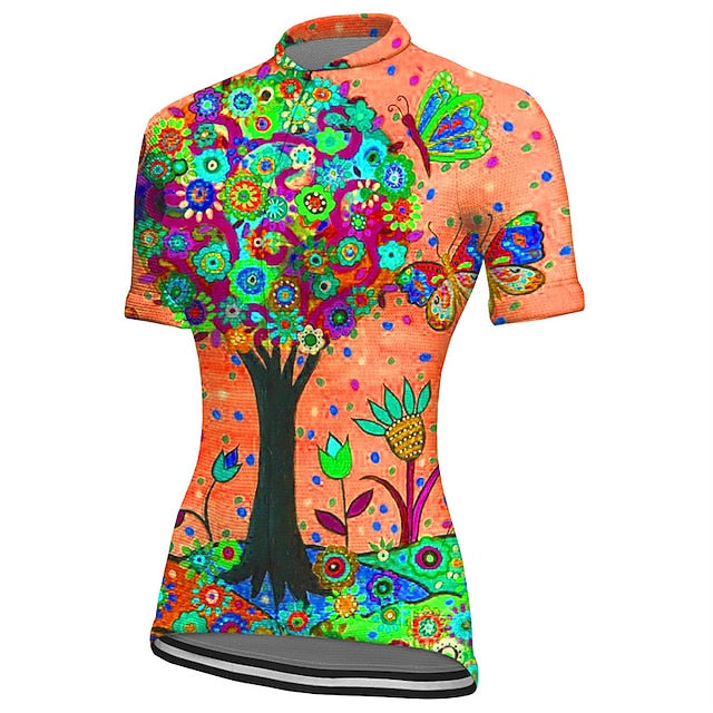 Women's Cycling Jersey Graphic Plants Short Sleeve Bike