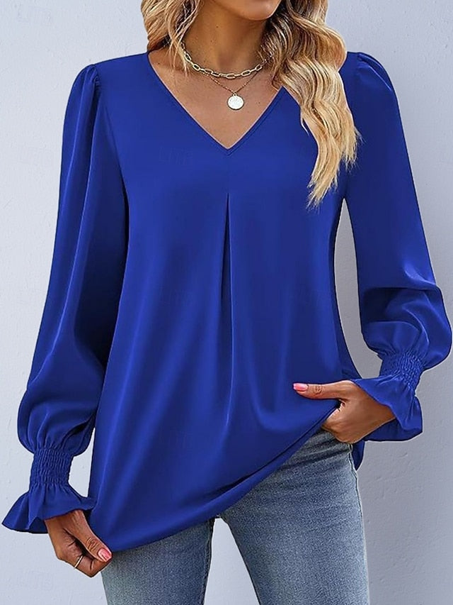 Women's Shirt Satin Shirt Blouse Plain Stylish Basic