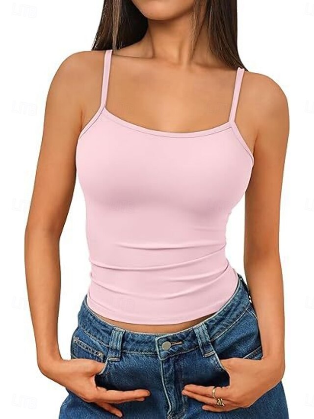 Women's Tank Top Sleeveless Shirt Tee Top Solid Color