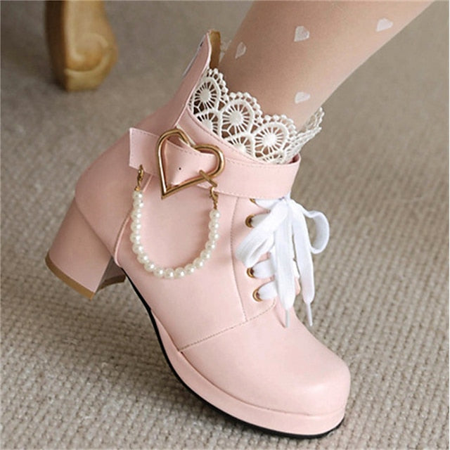 Wedding Shoes Women's Boots Lace-Up White Ankle – Bridal