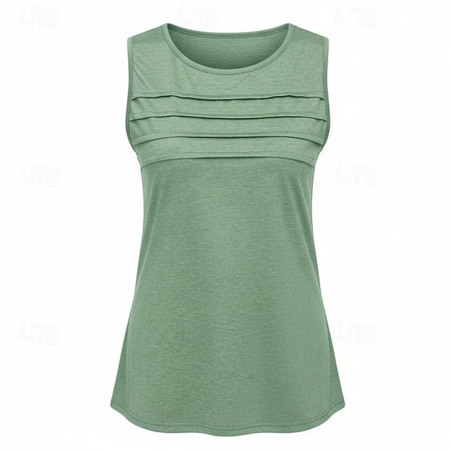 Multi Packs 3pcs Female Round Neck Sleeveless black+white+green