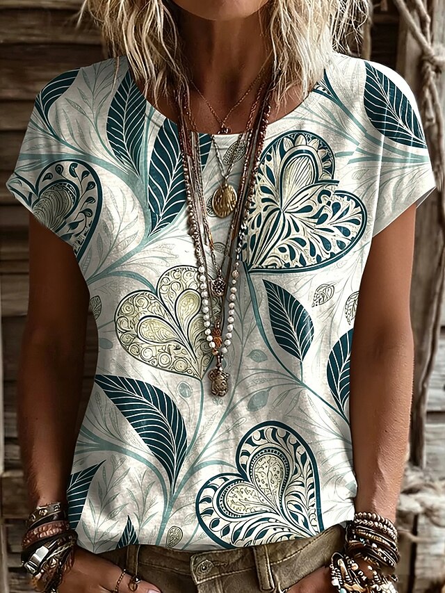 Women's T Shirt Print Floral Graphic Classic Casual Short