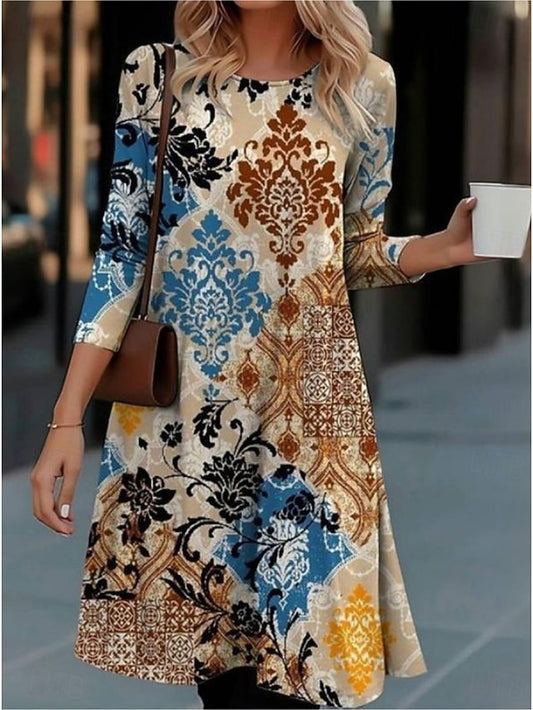 Women's Midi Dress Sheath Dress T Shirt Dress Tee Dress A