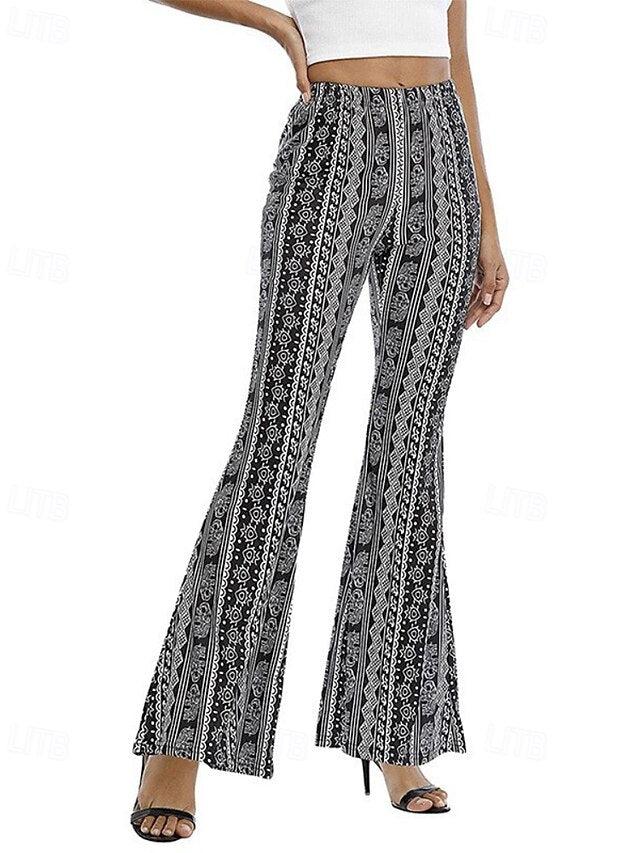 Women's Bell Bottom Slacks Fashion Boho Full Length Natural